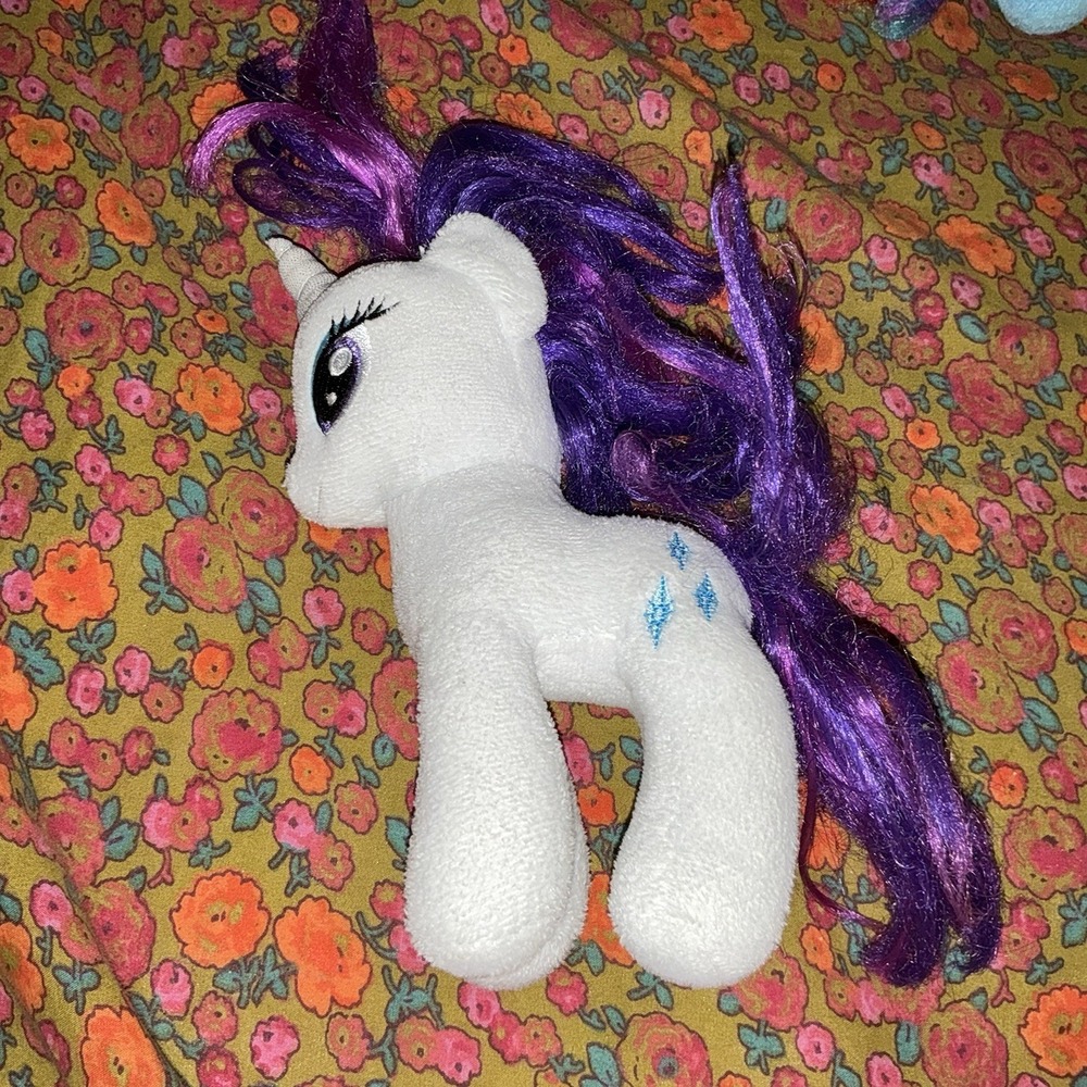 TY My Little Pony Rarity Plush 2014 Purple Hair 7 Inch